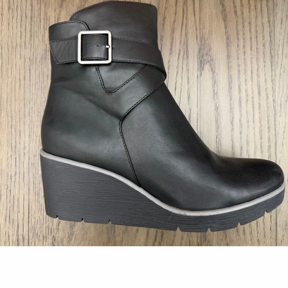 SOUL Naturalizer Archer Wedge Ankle Booties Black Womens 10M - Picture 2 of 14